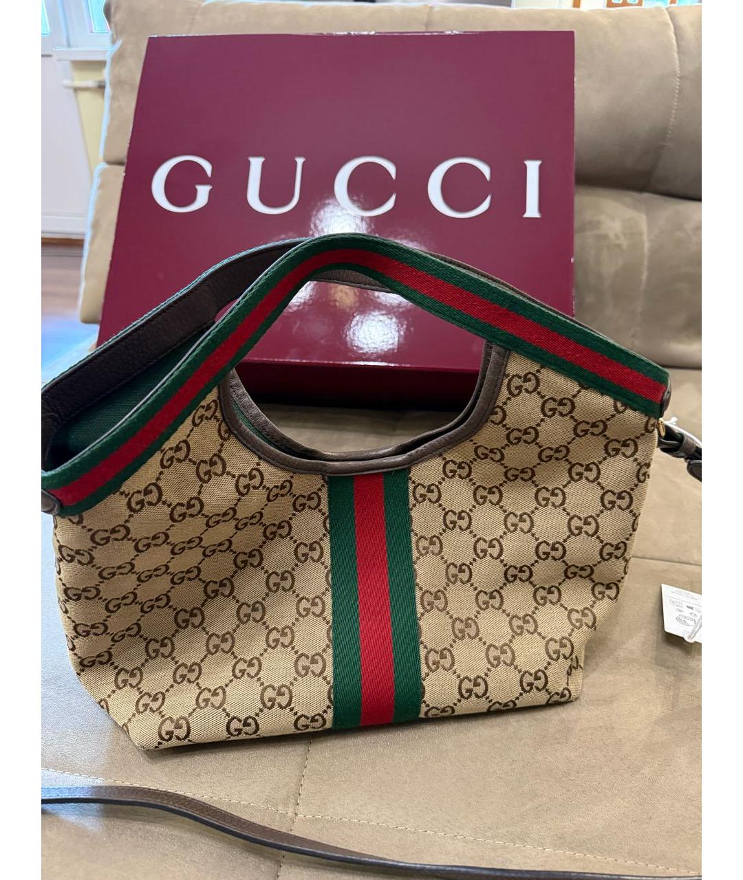 GUCCI Коричневая твиловая сумка через плечо, фото 3