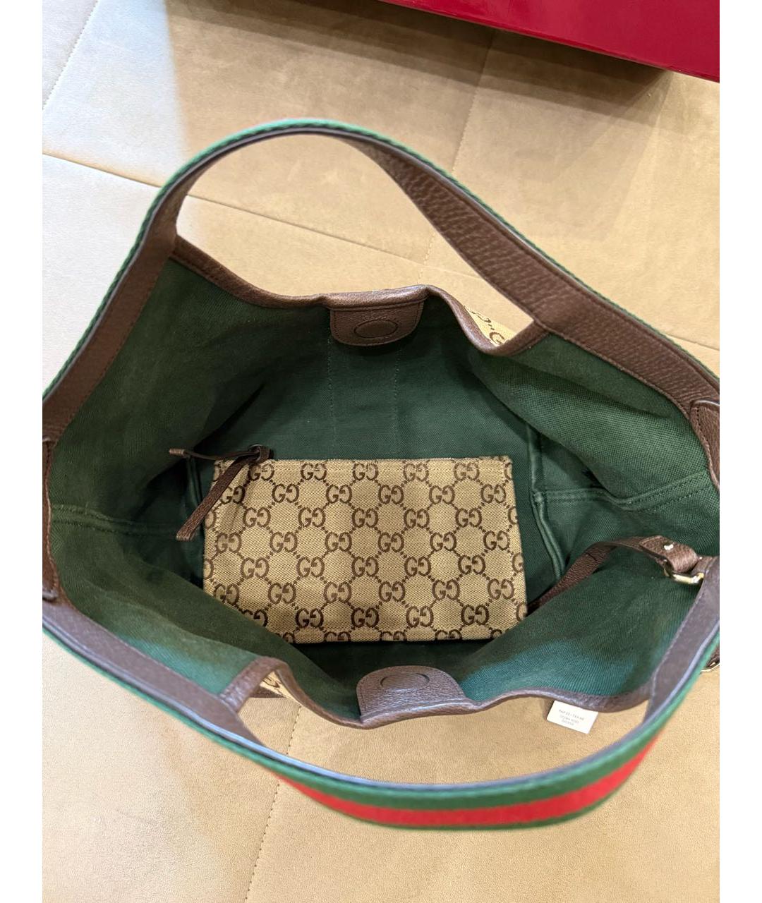 GUCCI Коричневая твиловая сумка через плечо, фото 4