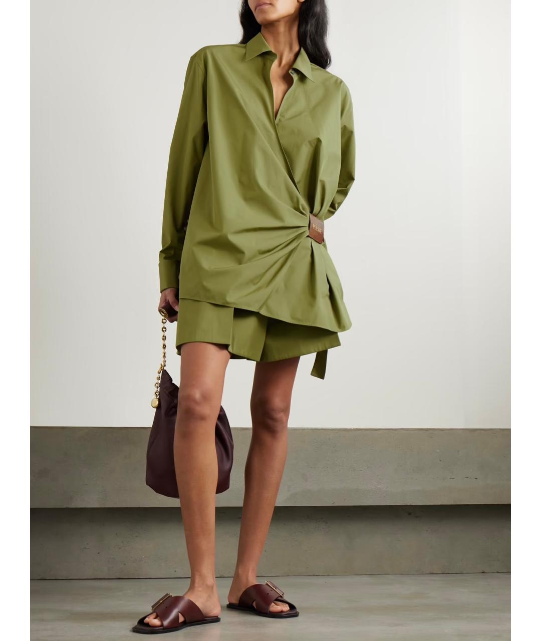 LOEWE Зеленые хлопковые шорты, фото 8