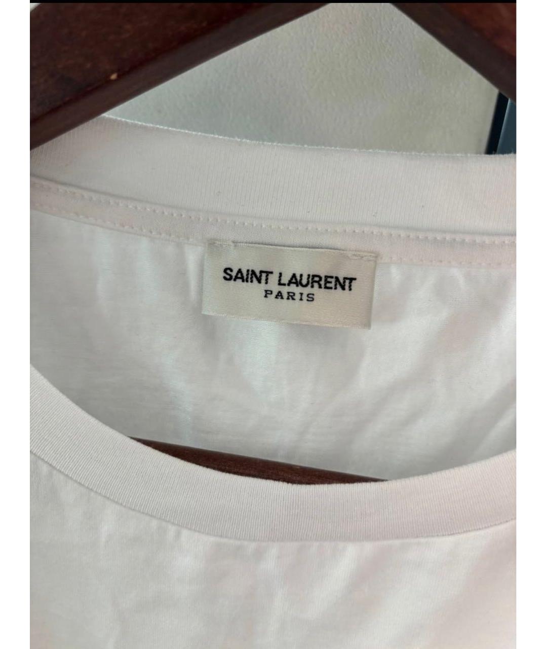 SAINT LAURENT Белая хлопковая футболка, фото 3