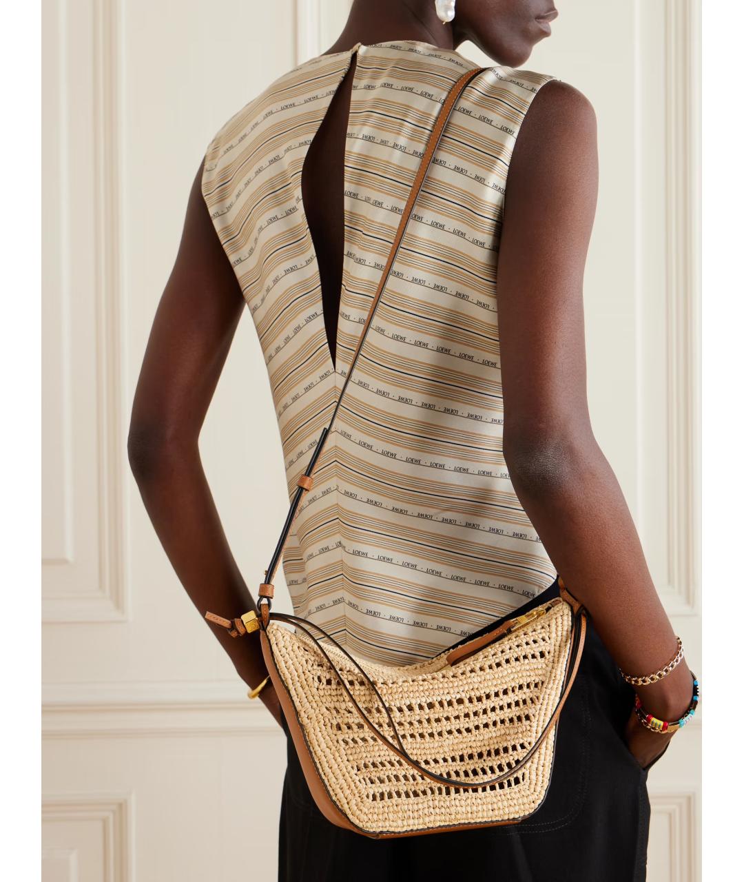 LOEWE Бежевая рафиевая сумка через плечо, фото 4