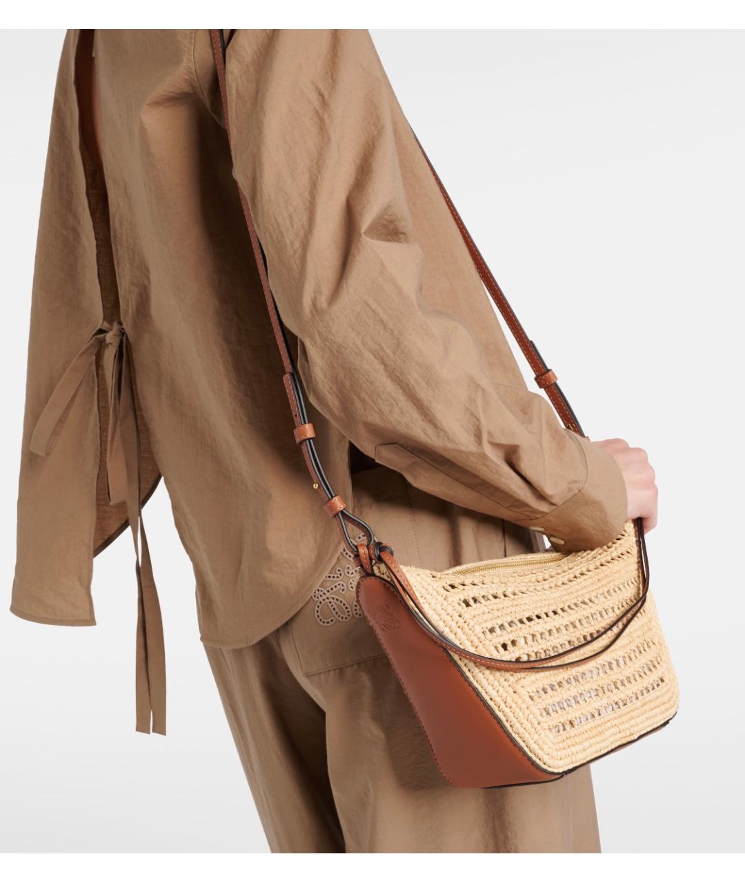 LOEWE Бежевая рафиевая сумка через плечо, фото 5