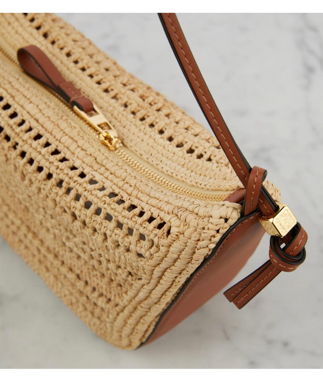 LOEWE Бежевая рафиевая сумка через плечо, фото 3