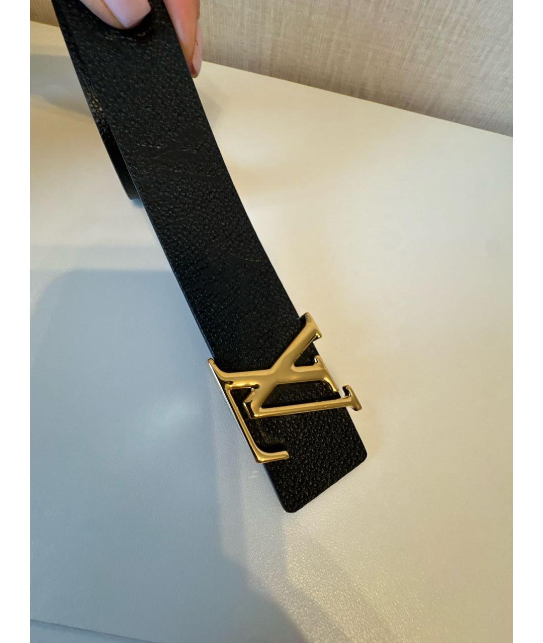 LOUIS VUITTON Черный кожаный ремень, фото 2