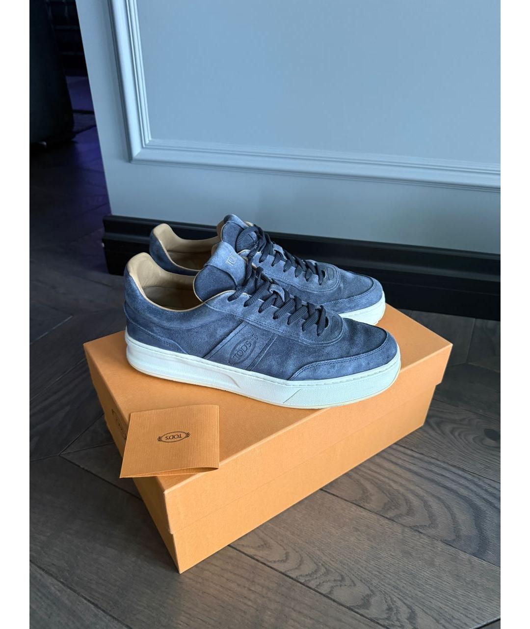 TOD'S Темно-синие замшевые низкие кроссовки / кеды, фото 5