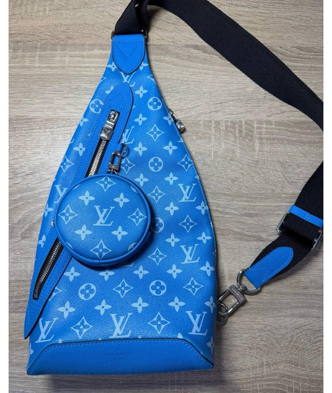 LOUIS VUITTON Темно-синяя кожаная поясная сумка, фото 2