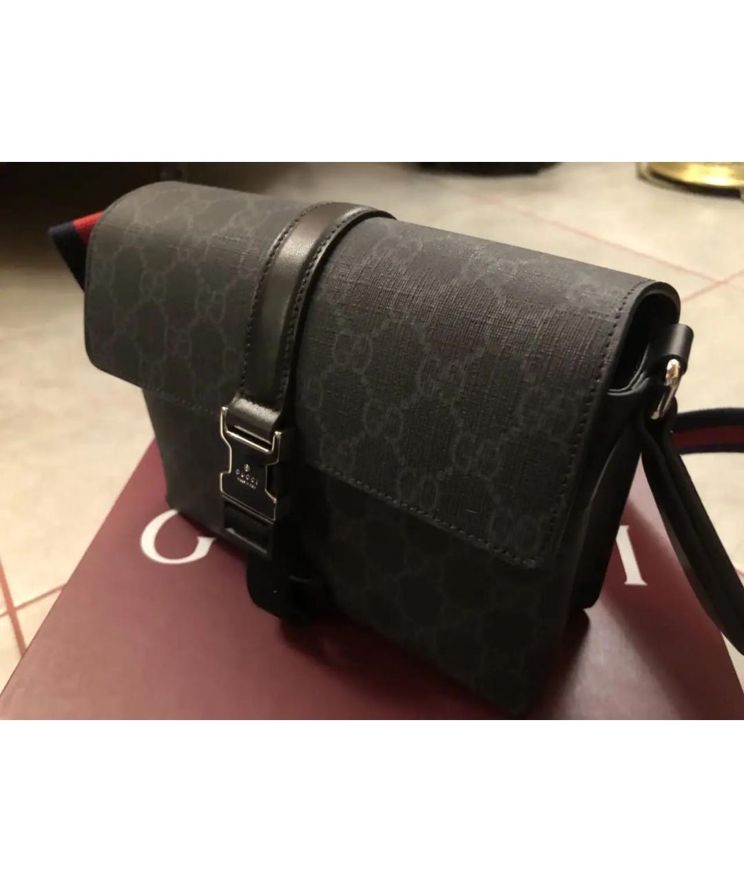 GUCCI Серая барсетка из канвы, фото 3