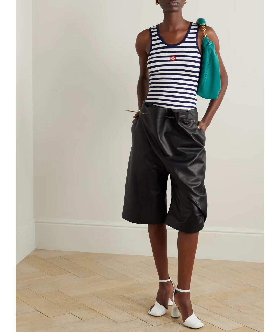 LOEWE Черные кожаные шорты, фото 4