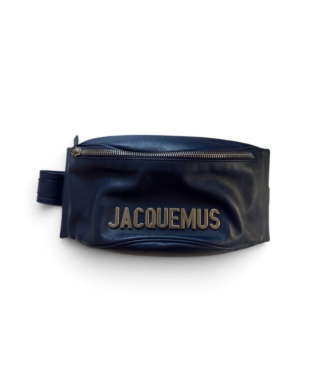 JACQUEMUS Темно-синяя кожаная поясная сумка, фото 8