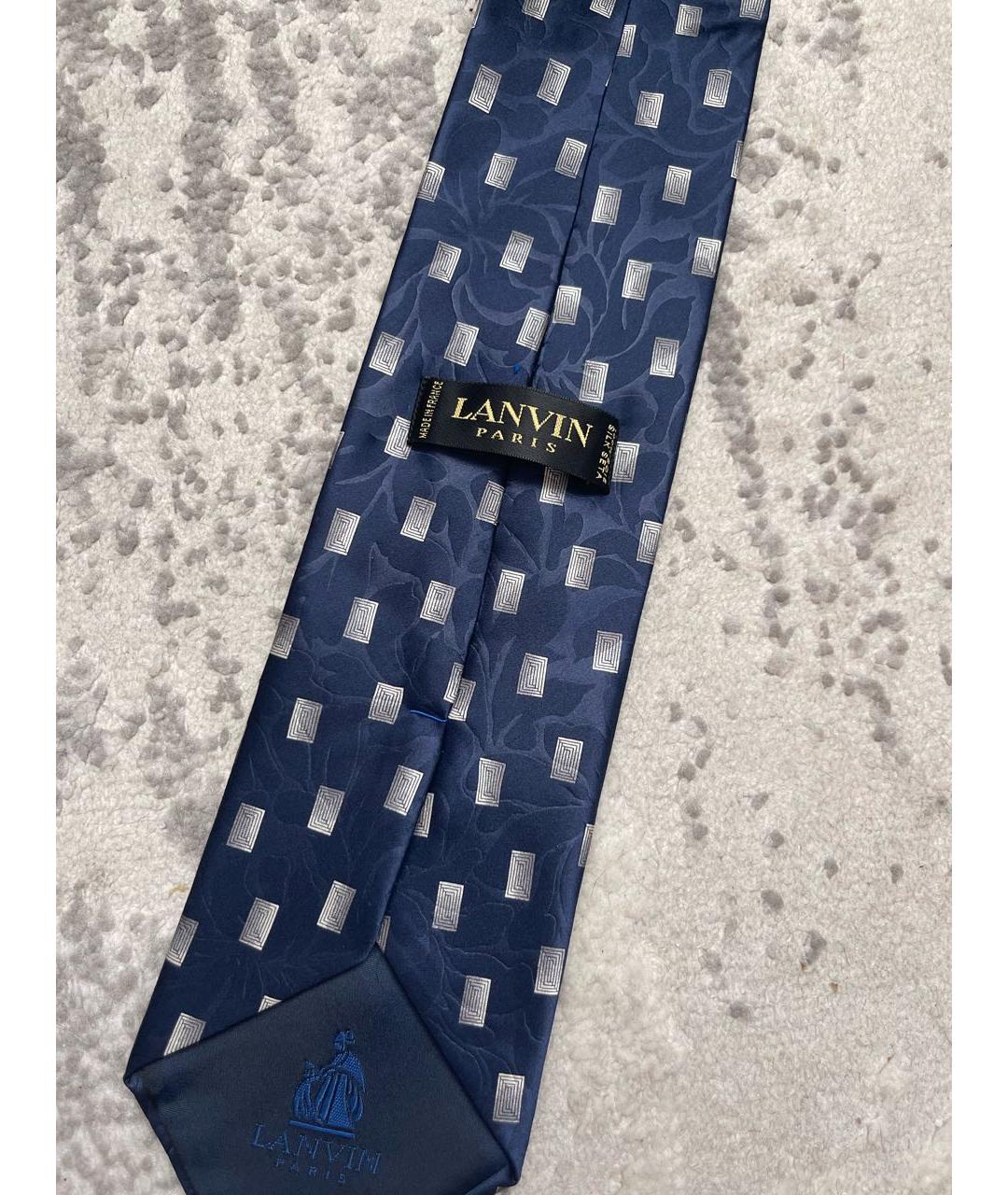 LANVIN Темно-синий шелковый галстук, фото 3