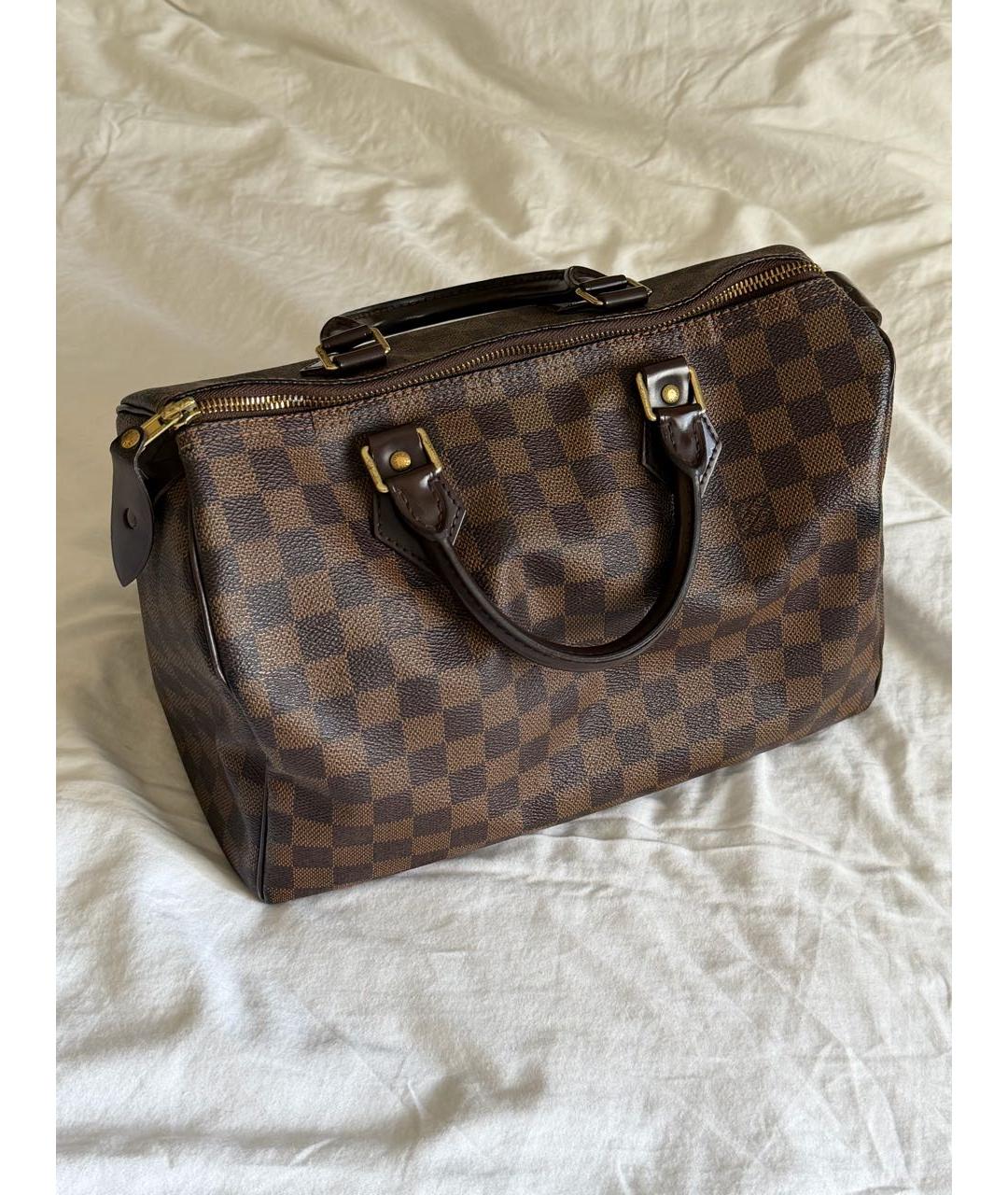 LOUIS VUITTON Коричневая сумка с короткими ручками из канвы, фото 2