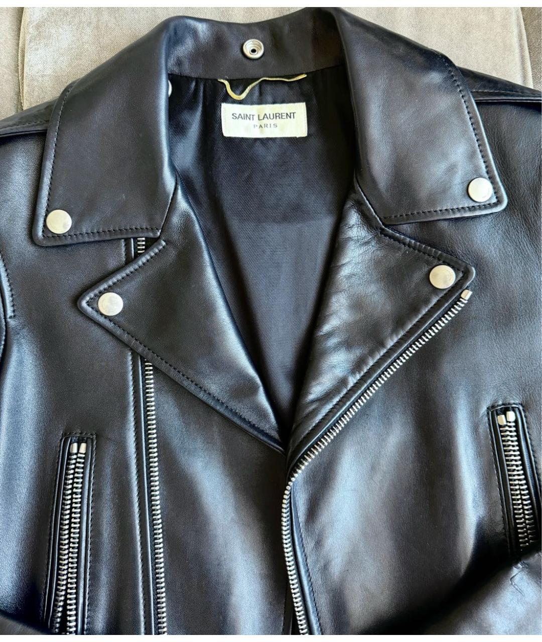 SAINT LAURENT Черная кожаная куртка, фото 4