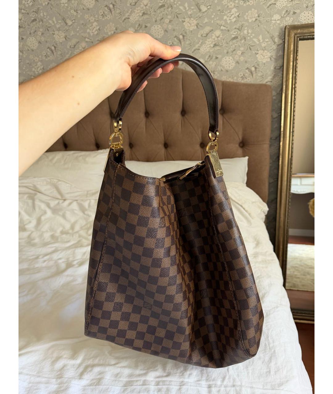 LOUIS VUITTON Коричневая сумка тоут из искусственной кожи, фото 3