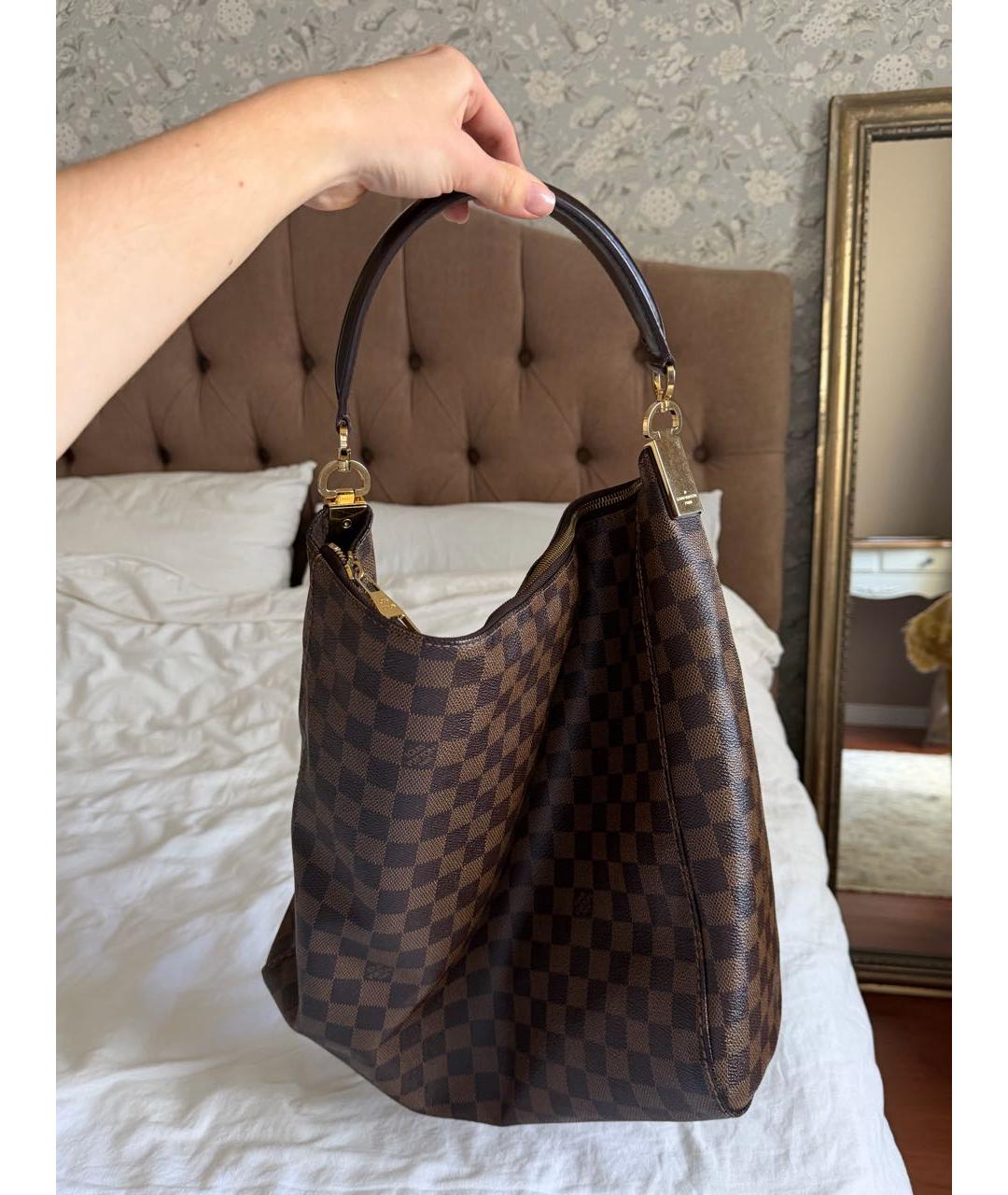 LOUIS VUITTON Коричневая сумка тоут из искусственной кожи, фото 2