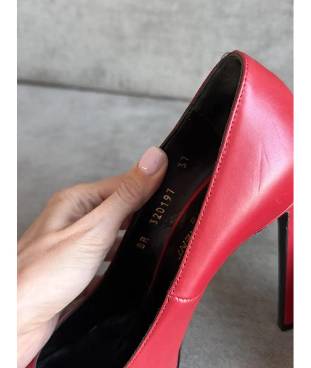 SAINT LAURENT Красные кожаные туфли, фото 3
