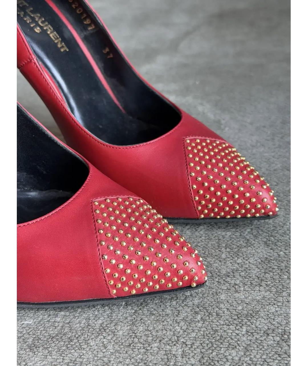 SAINT LAURENT Красные кожаные туфли, фото 8