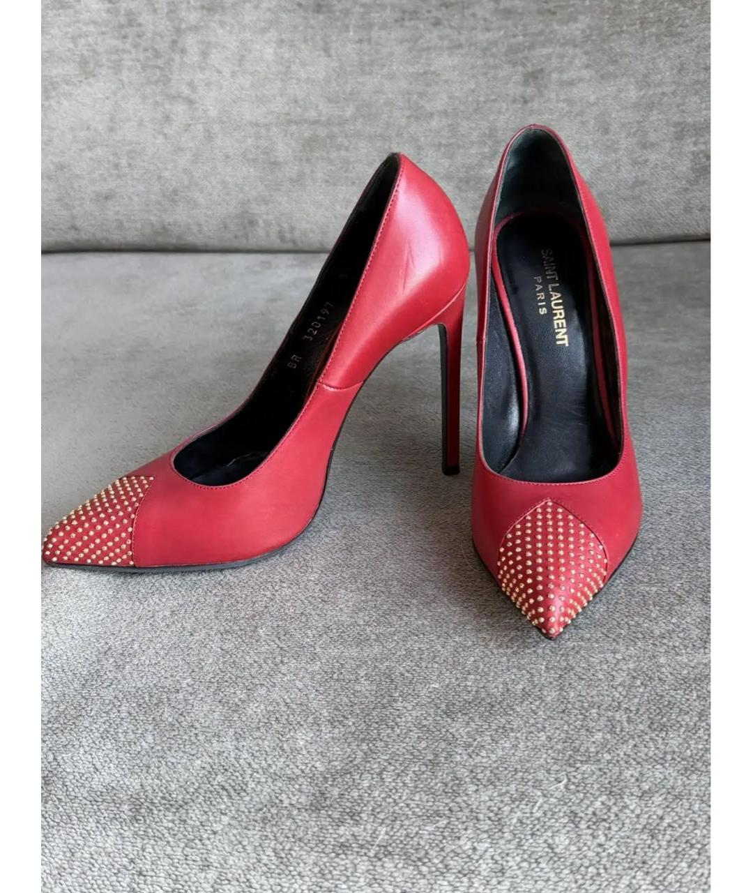 SAINT LAURENT Красные кожаные туфли, фото 7