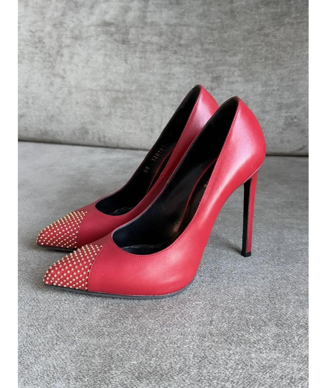 SAINT LAURENT Красные кожаные туфли, фото 9