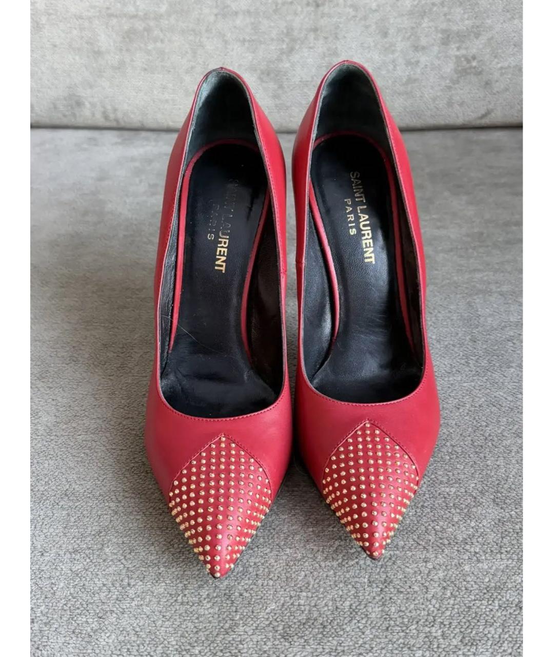 SAINT LAURENT Красные кожаные туфли, фото 2