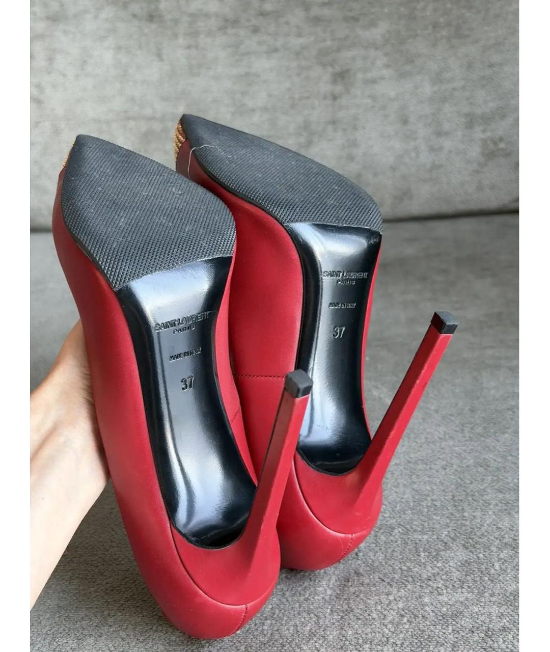 SAINT LAURENT Красные кожаные туфли, фото 6