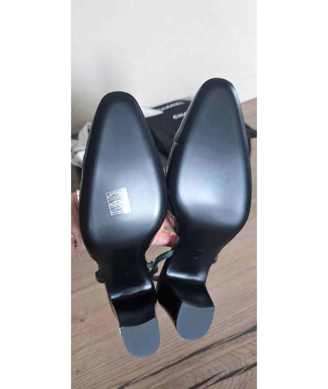 CHANEL Зеленые туфли из кожи крокодила, фото 5