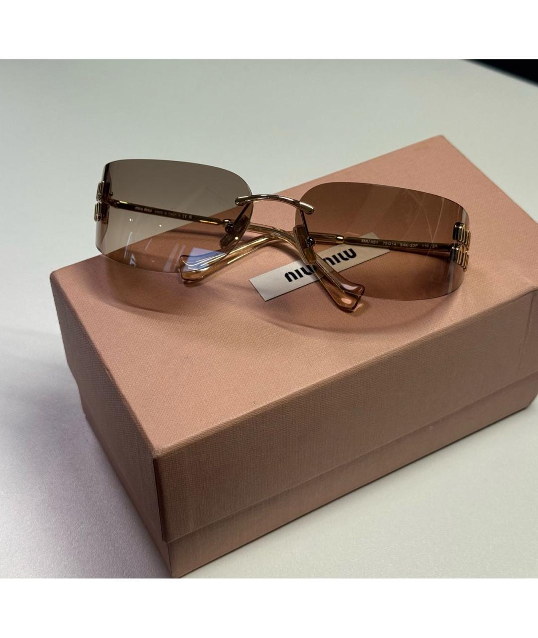 MIU MIU Золотые металлические солнцезащитные очки, фото 9