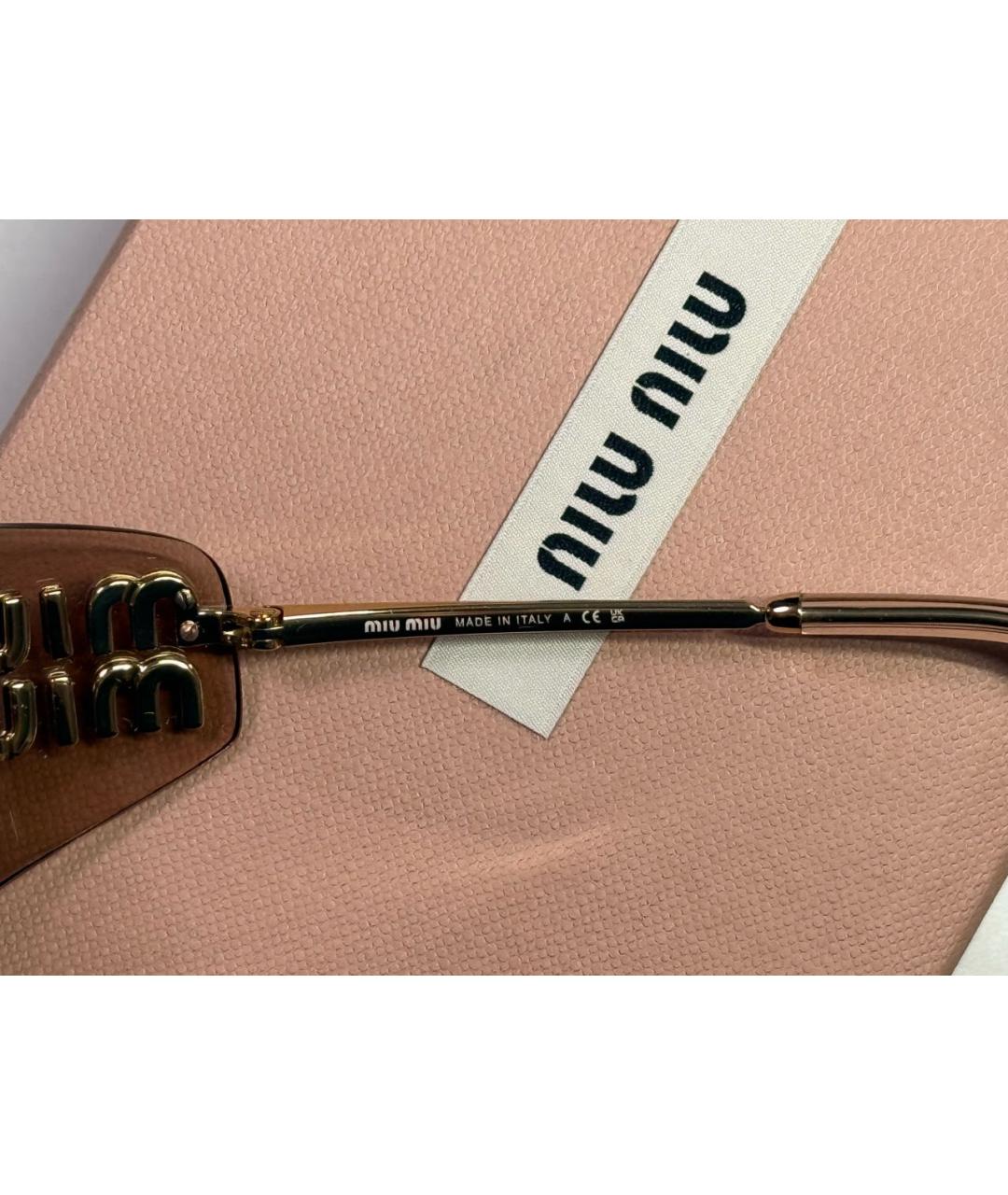 MIU MIU Золотые металлические солнцезащитные очки, фото 5