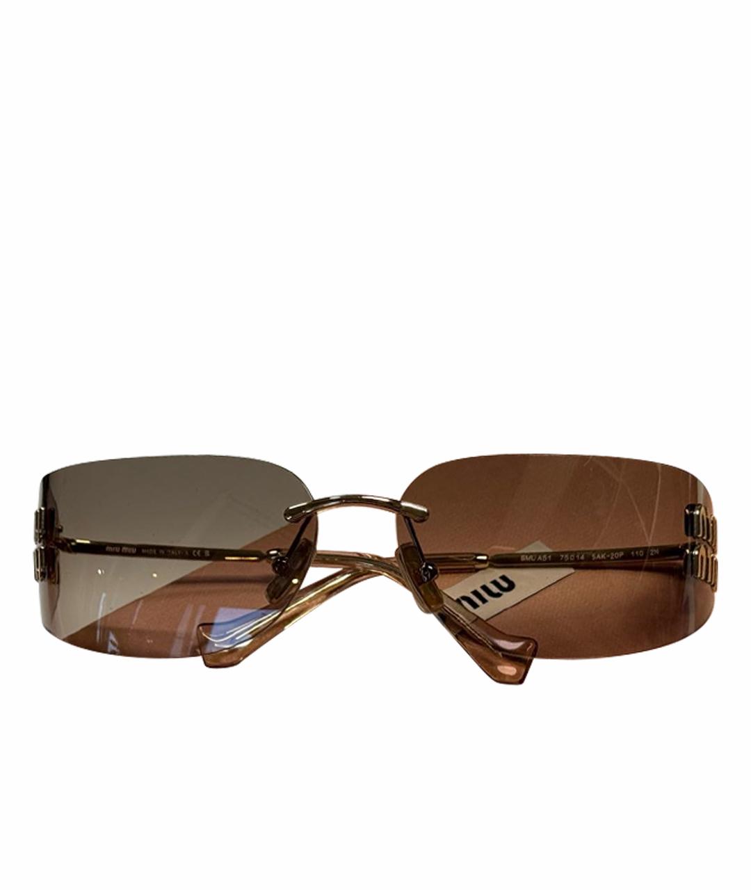 MIU MIU Золотые металлические солнцезащитные очки, фото 1