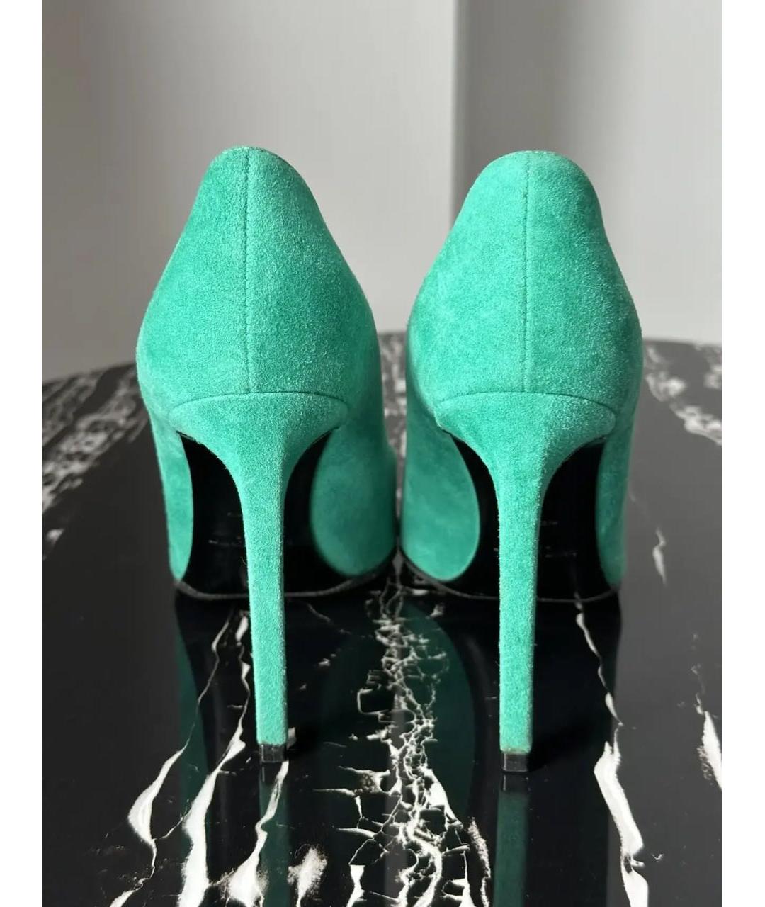 SAINT LAURENT Бирюзовые замшевые туфли, фото 4