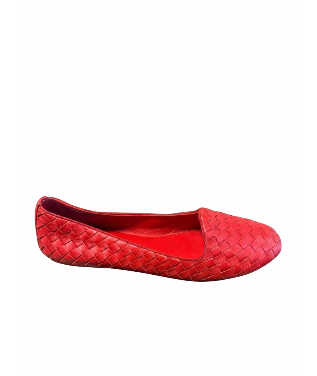 BOTTEGA VENETA Красные кожаные балетки, фото 1