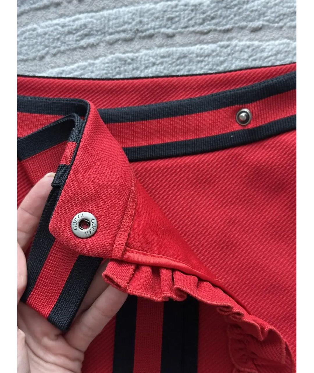 GUCCI Красная полиэстеровая юбка мини, фото 4