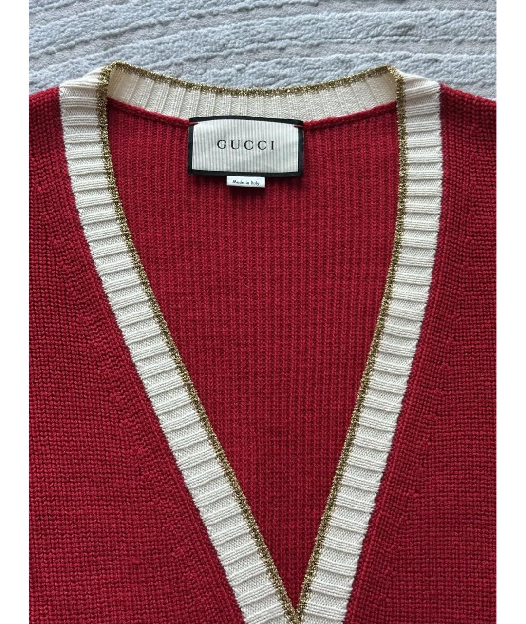 GUCCI Красный шерстяной кардиган, фото 3