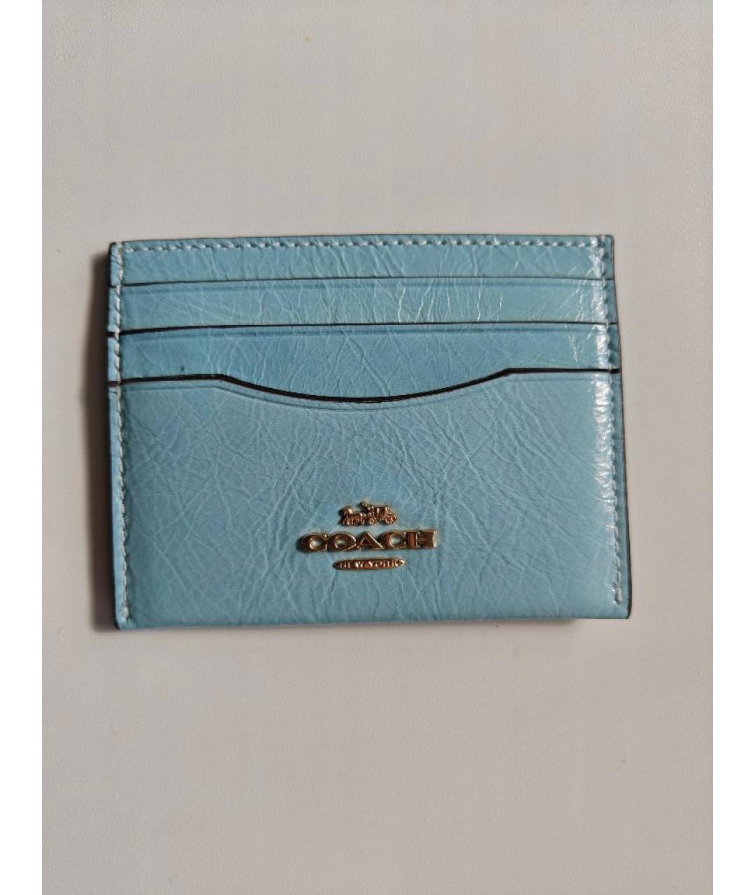 COACH Голубой кардхолдер из лакированной кожи, фото 2