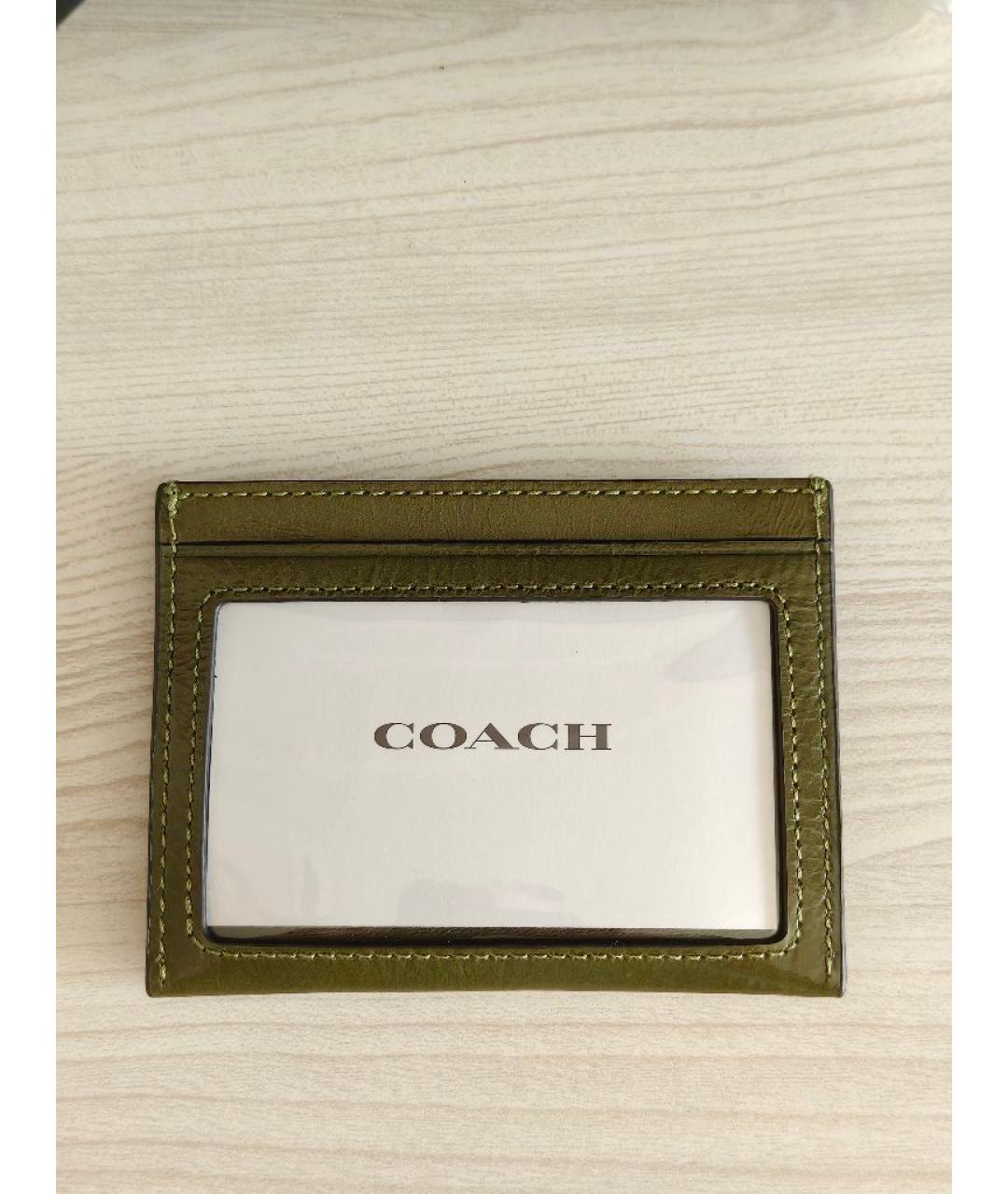 COACH Хаки кардхолдер из лакированной кожи, фото 2