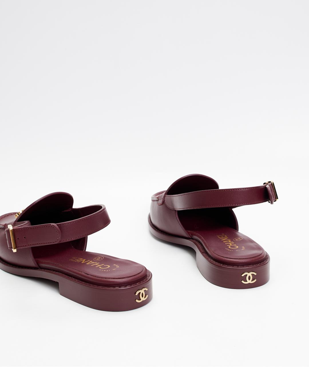 CHANEL Бордовые кожаные лоферы, фото 3