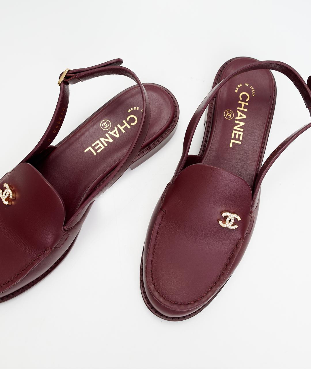 CHANEL Бордовые кожаные лоферы, фото 4