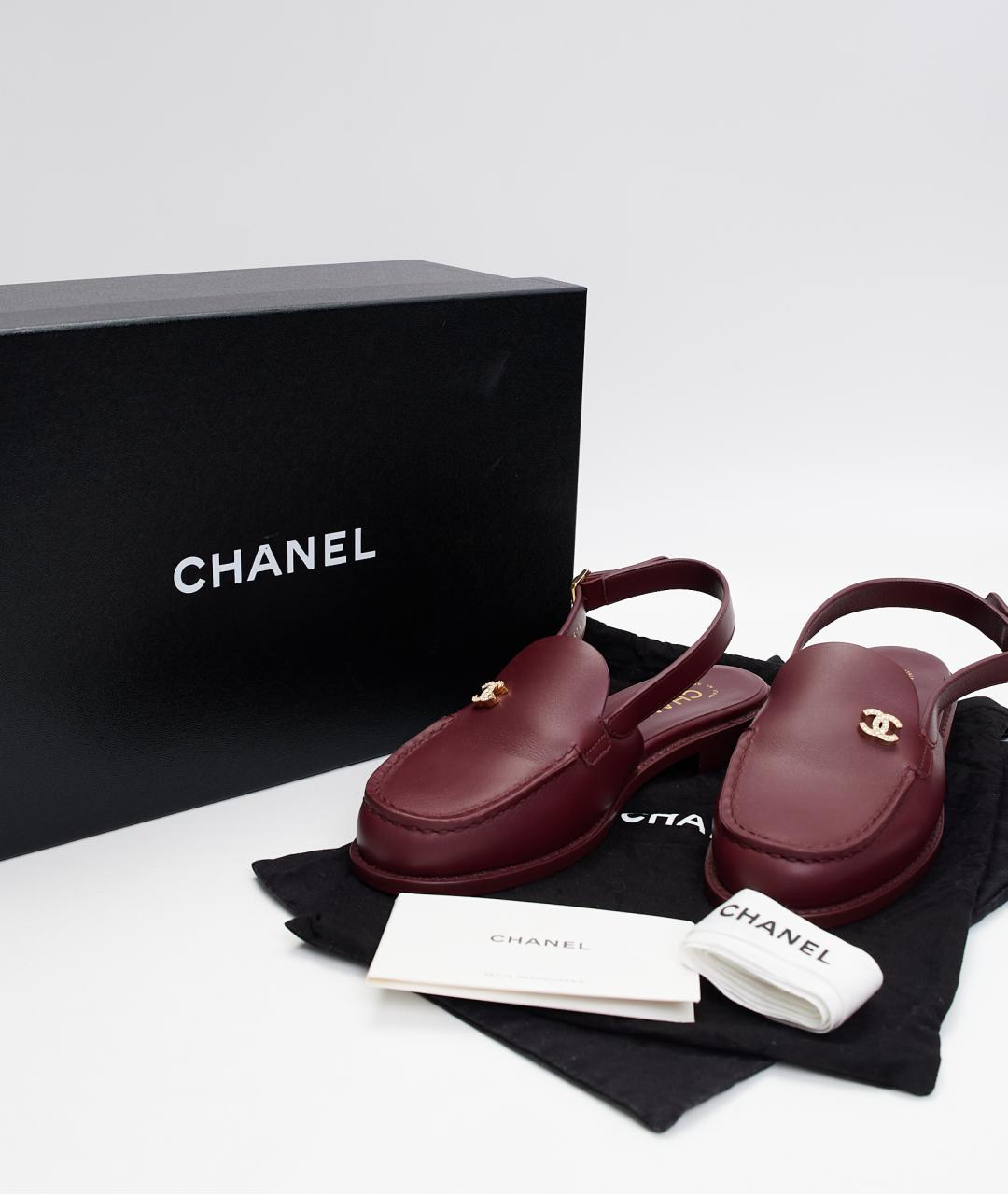 CHANEL Бордовые кожаные лоферы, фото 9