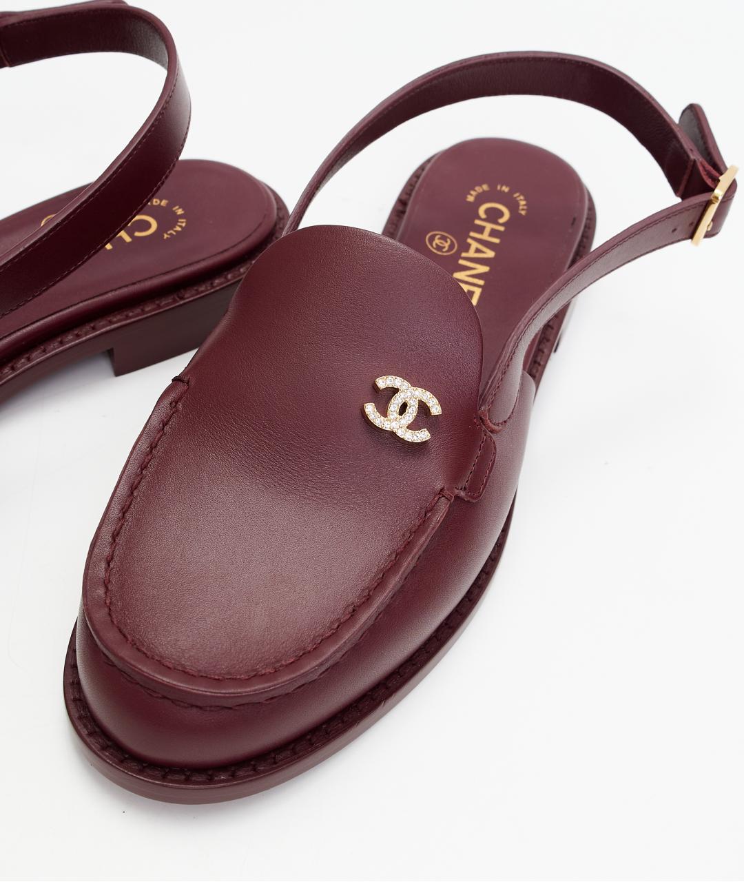 CHANEL Бордовые кожаные лоферы, фото 5
