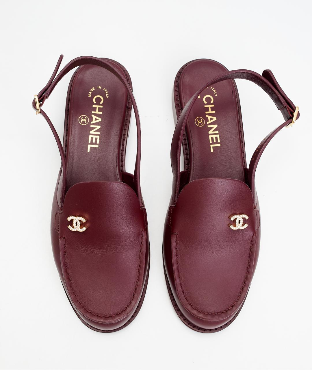 CHANEL Бордовые кожаные лоферы, фото 6