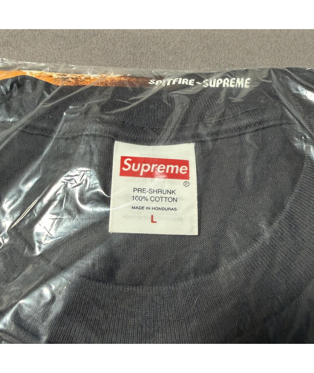 SUPREME Черная хлопковая футболка, фото 5