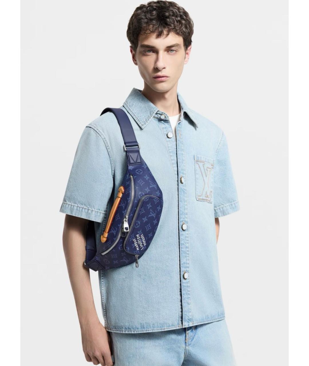 LOUIS VUITTON Синяя поясная сумка из канвы, фото 2