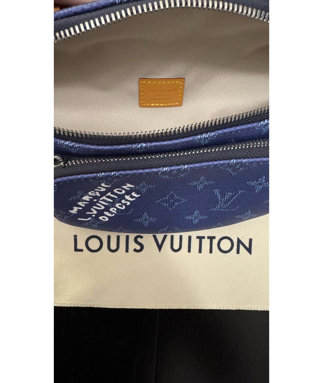 LOUIS VUITTON Синяя поясная сумка из канвы, фото 5
