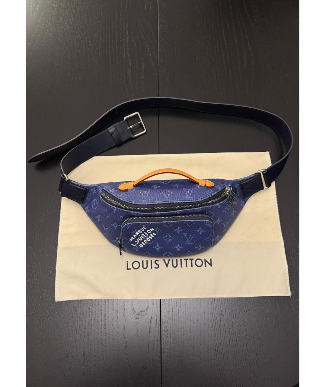 LOUIS VUITTON Синяя поясная сумка из канвы, фото 3