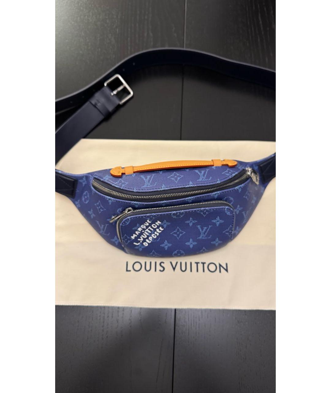 LOUIS VUITTON Синяя поясная сумка из канвы, фото 4