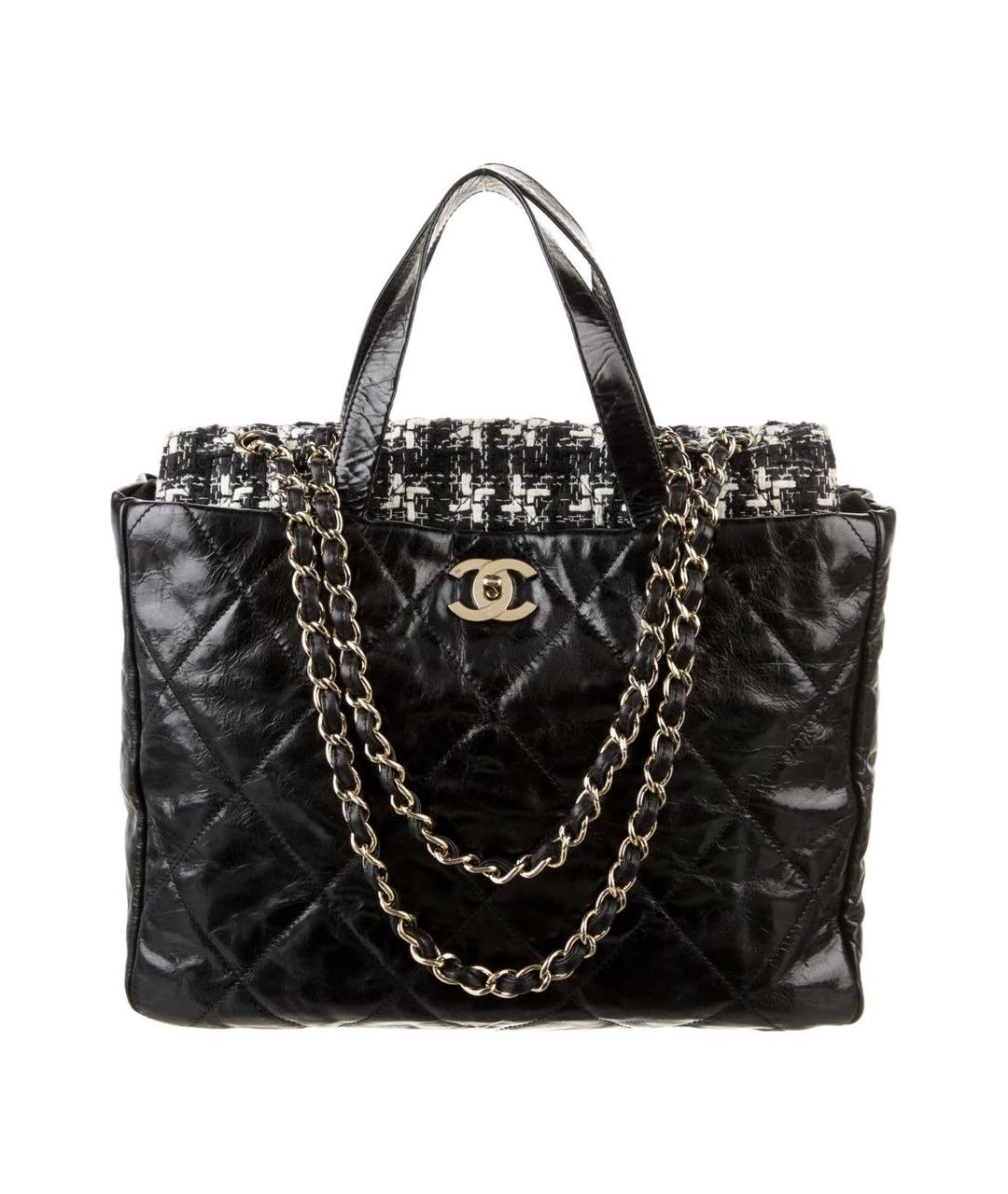 CHANEL Черная кожаная сумка тоут, фото 7