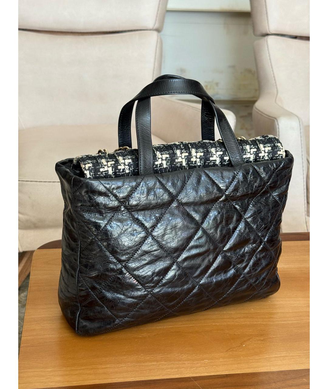 CHANEL Черная кожаная сумка тоут, фото 3