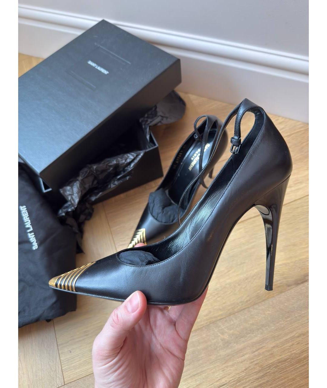 SAINT LAURENT Черные кожаные туфли, фото 7