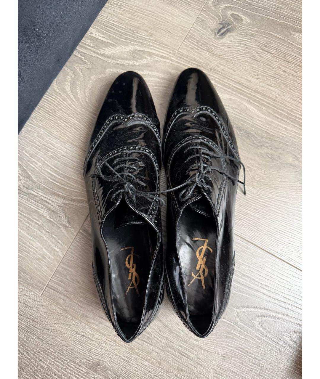 SAINT LAURENT Черные кожаные туфли, фото 3