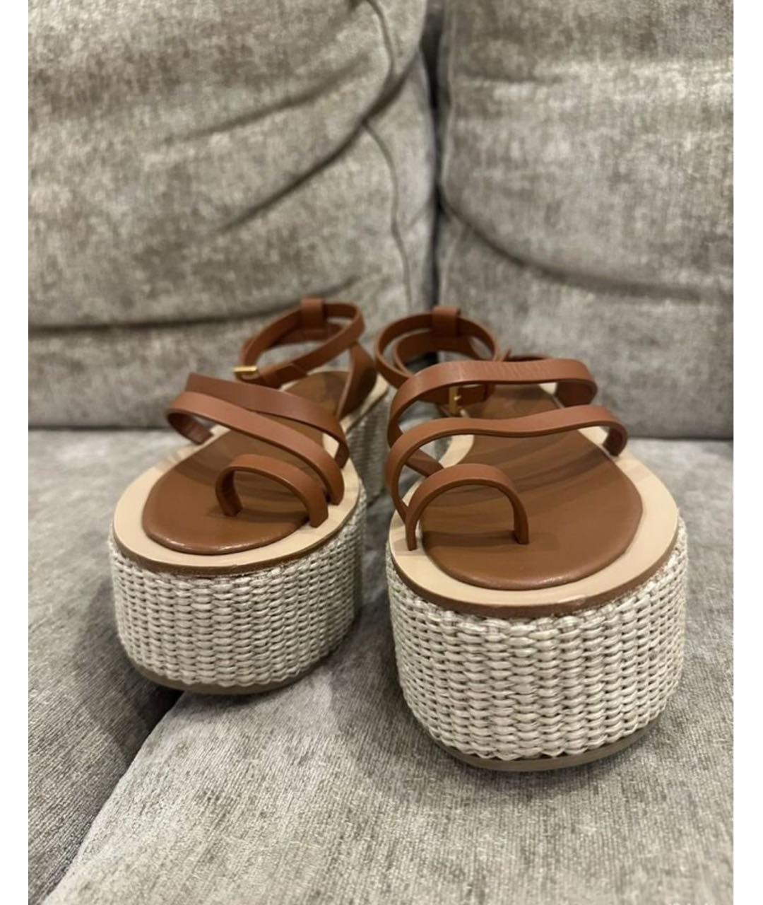MAX MARA Коричневые кожаные сандалии, фото 2