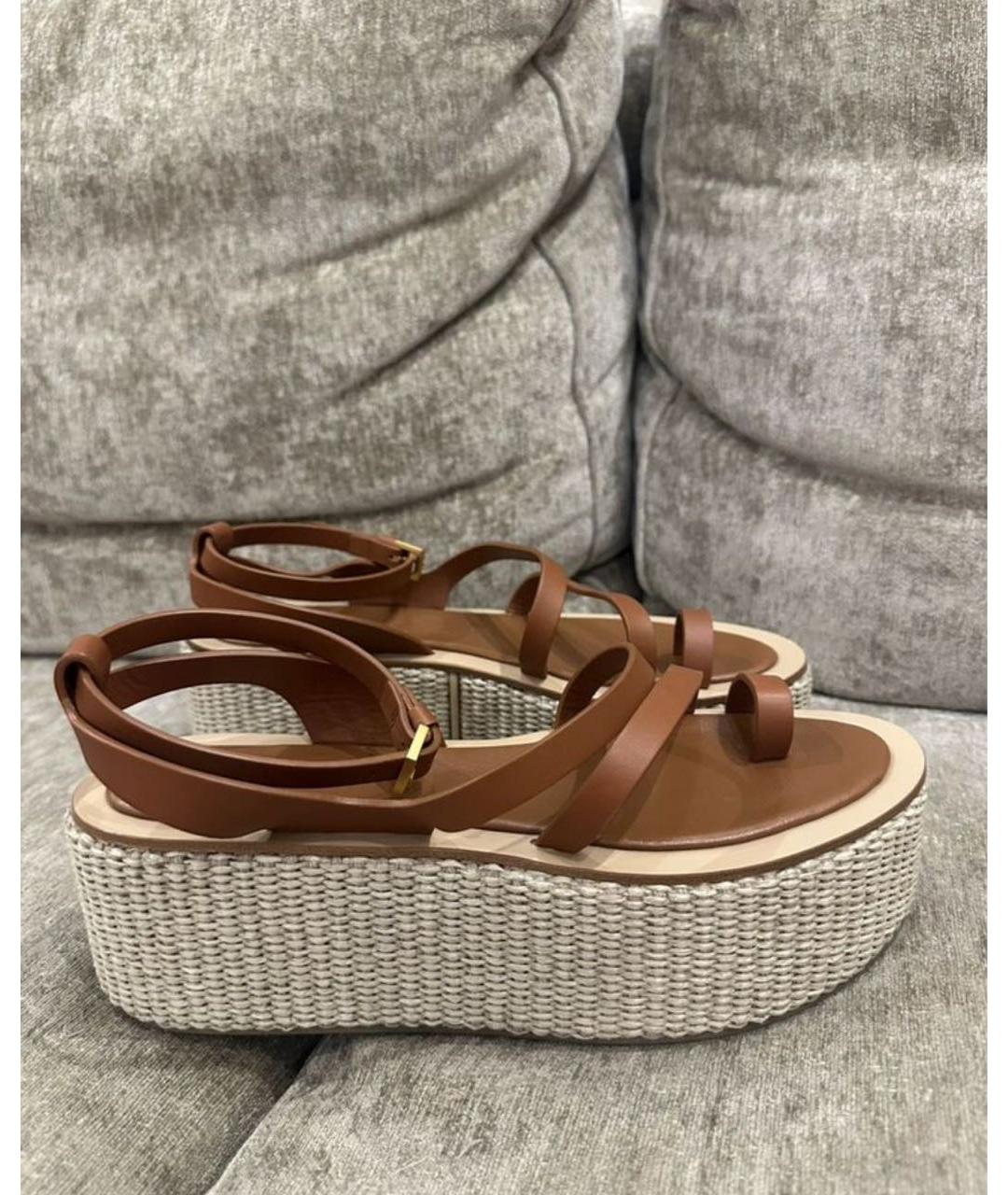MAX MARA Коричневые кожаные сандалии, фото 7